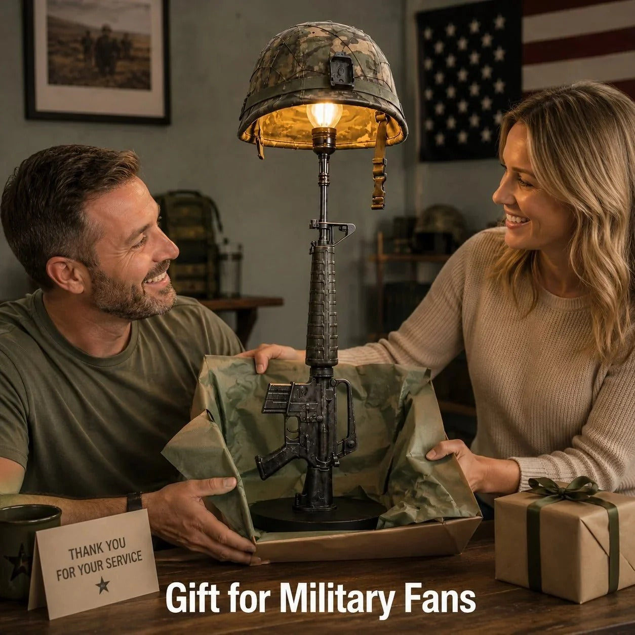 🎖️ Tactical Helmet Table Lamp – Pull the Trigger, Light Up Your Space