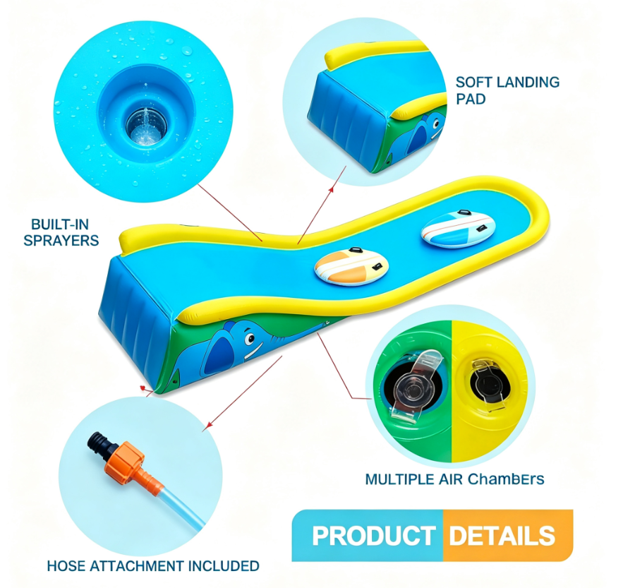💦 15ft Inflatable Water Slide with Built-In Sprayer – Backyard Summer Fun for Kids 6+