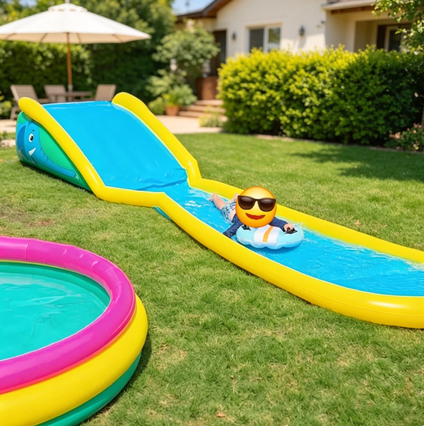 💦 15ft Inflatable Water Slide with Built-In Sprayer – Backyard Summer Fun for Kids 6+