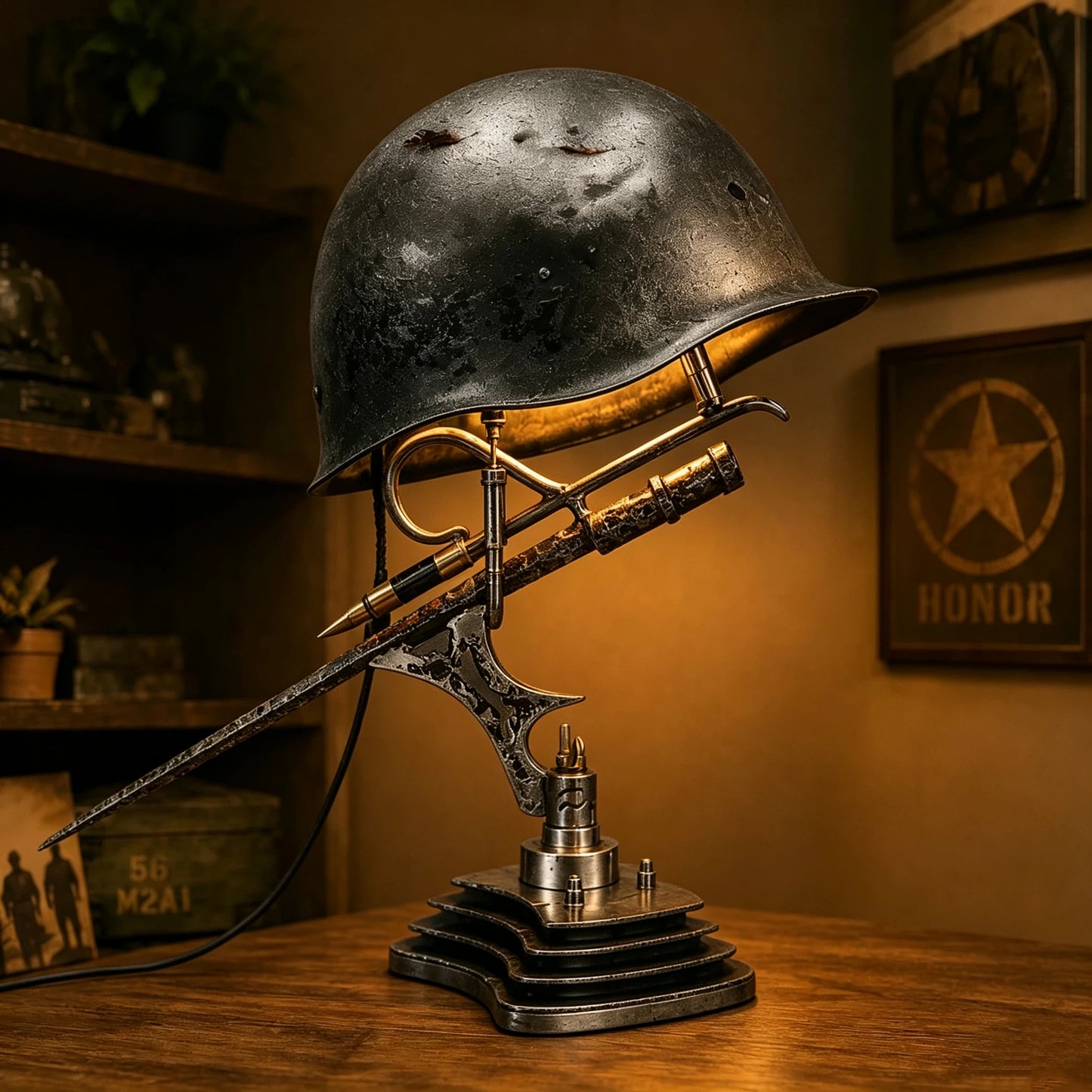 🎖️ Tactical Helmet Table Lamp – Pull the Trigger, Light Up Your Space