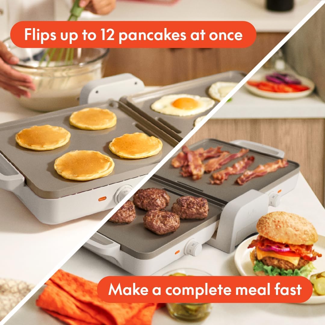 🍳 10"×20" Foldable Griddle – Ceramic Nonstick, Dual Temp Zones