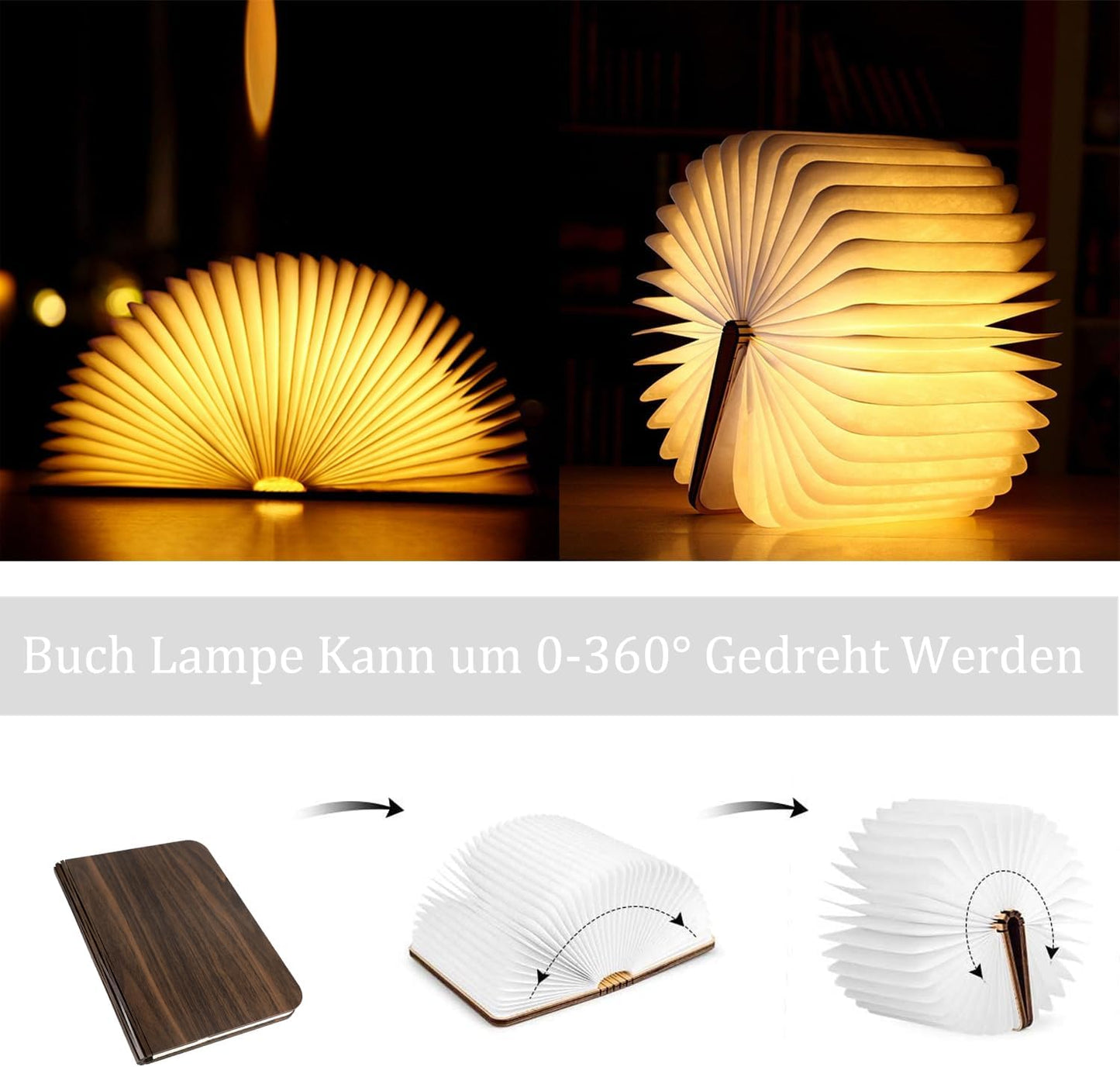 📖Wooden Folding Book Lamp