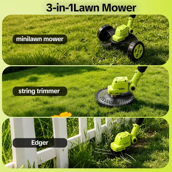 🌿 21V -  3‑in‑1 Cordless String Trimmer, Edger & Mini Mower