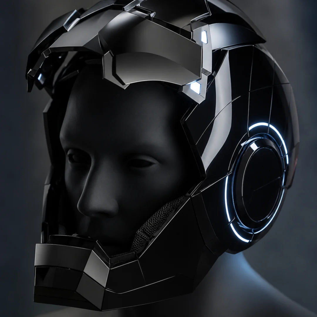 💥 Futuristic Mechanical Helmet – Interactive LED Opening with Voice & Remote Control