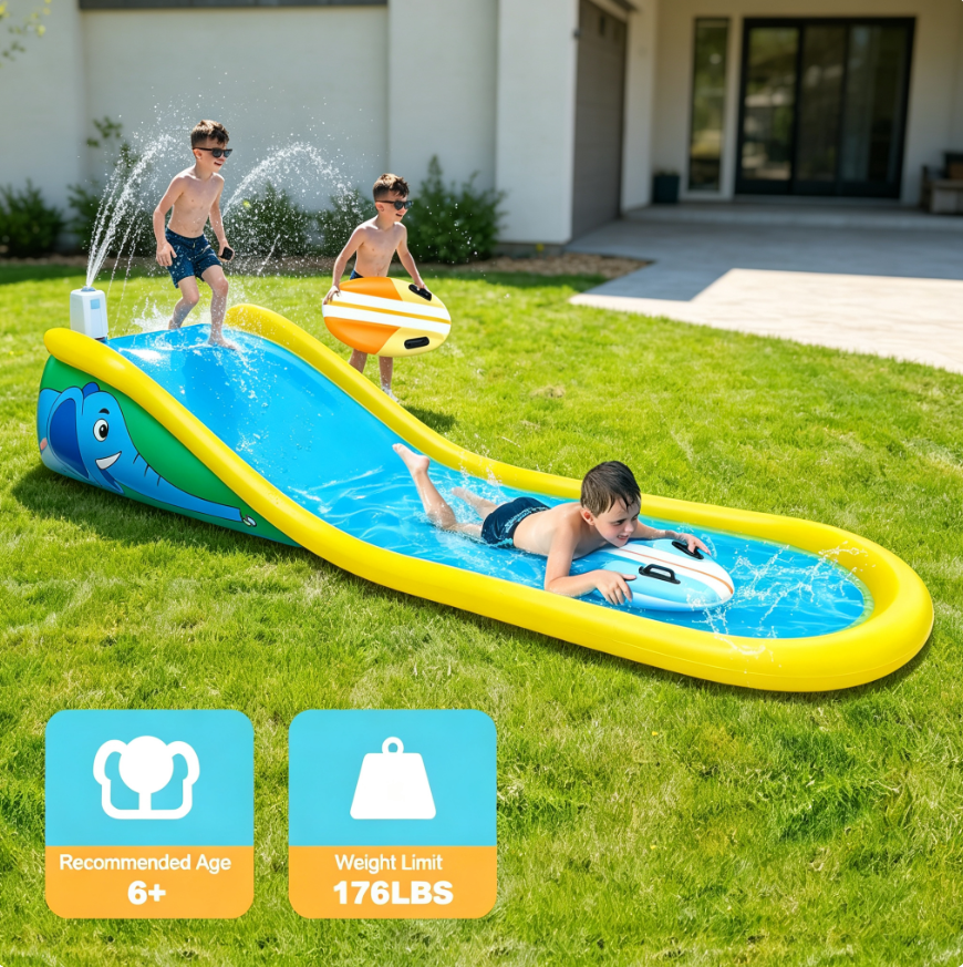 💦 15ft Inflatable Water Slide with Built-In Sprayer – Backyard Summer Fun for Kids 6+