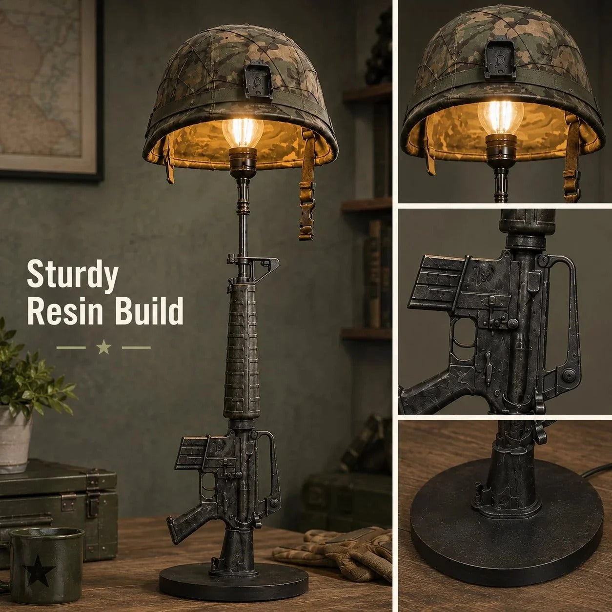 🎖️ Tactical Helmet Table Lamp – Pull the Trigger, Light Up Your Space